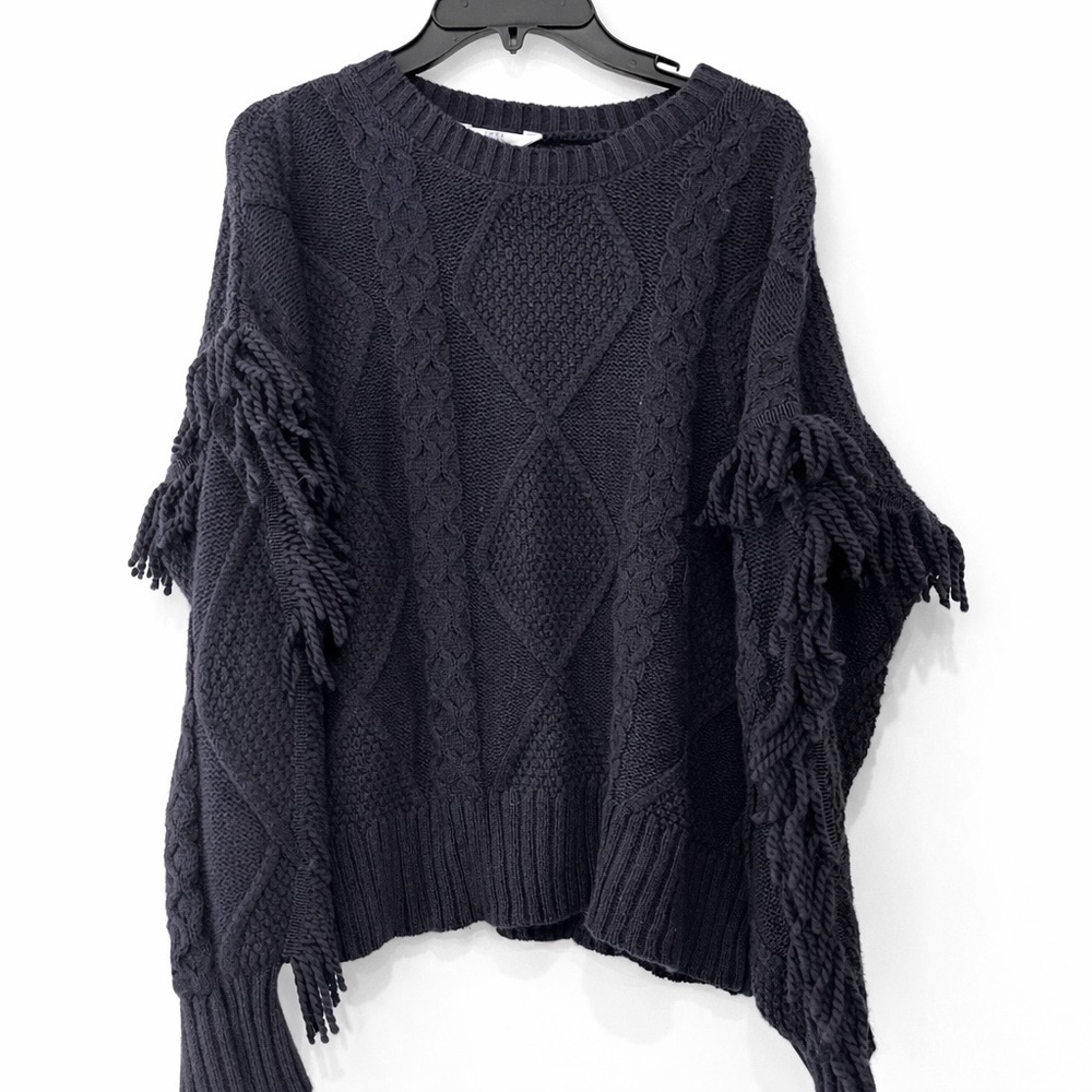 XL TIME AND TRU GORGEOUS BOHO BLACK KNIT LONT SLEEVE PULLOVER